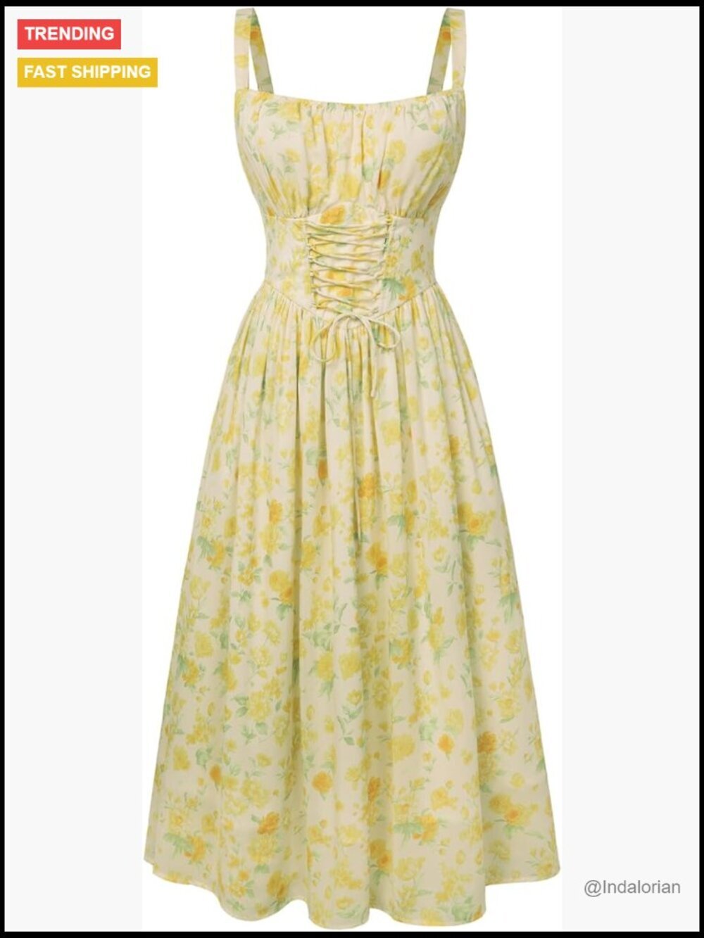 Floral Corset Milkmaid Dress with Pockets Lace-Up Back Summer Sundress